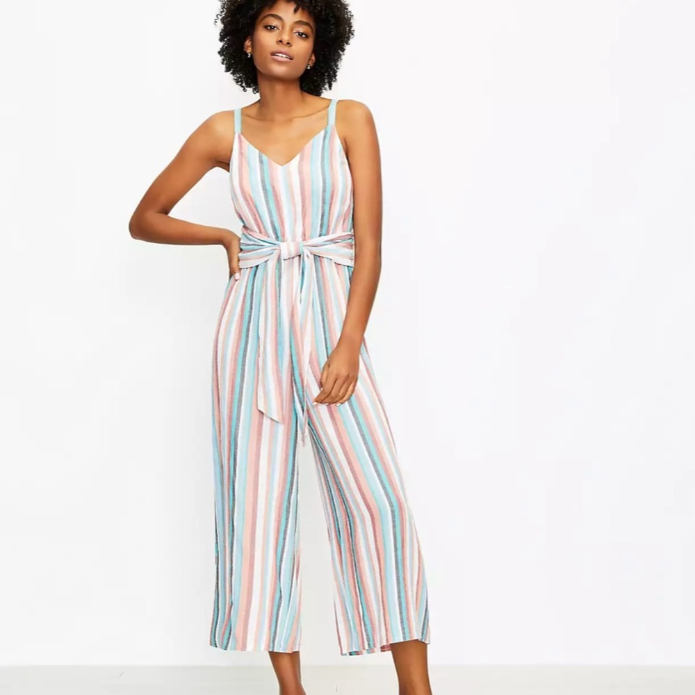 LOFT Multicolor Striped Jumpsuit